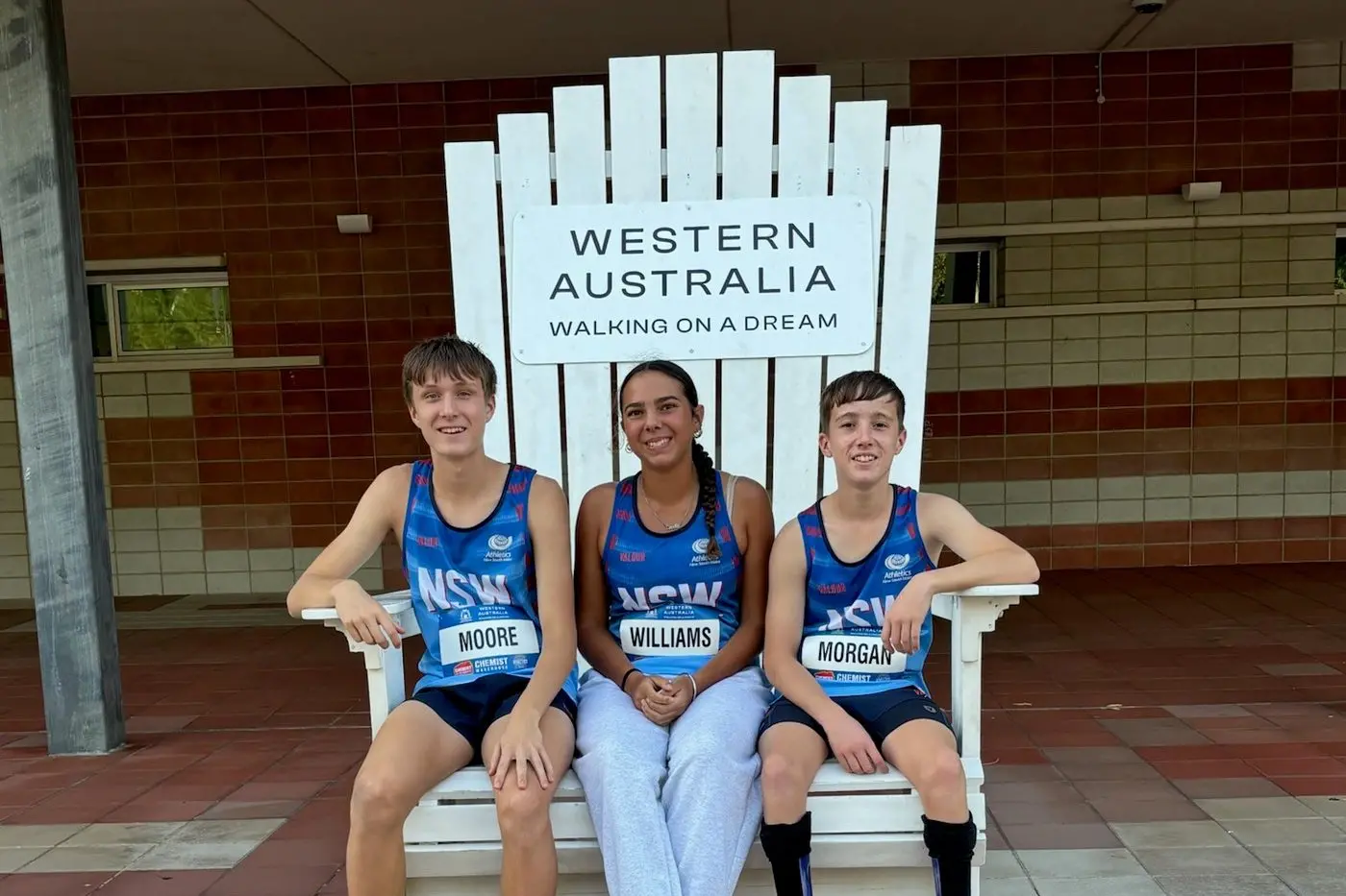 Ryker Moore, Vashti Williams and Toby Morgan competed at national athletics championships in Perth. PHOTO: Supplied
