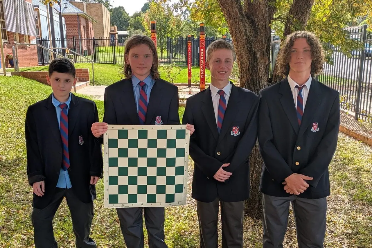 Reece Parker, Desmond Hinks, Samuel Rivett and Harrison Kennedy were the team that successfully beat Red Bend Catholic College 3-1.