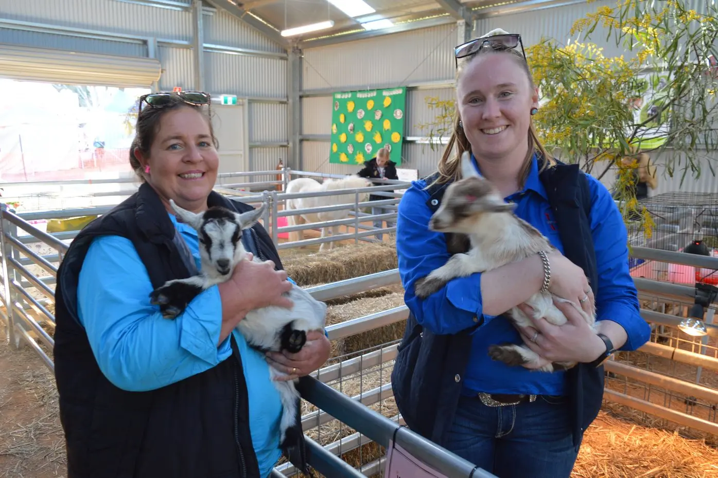Steward Tanya Barnes has been part of the animal nursery at the Parkes Show for 15 years and this year had the help of Heidi Lydford. PHOTO: Christine Little