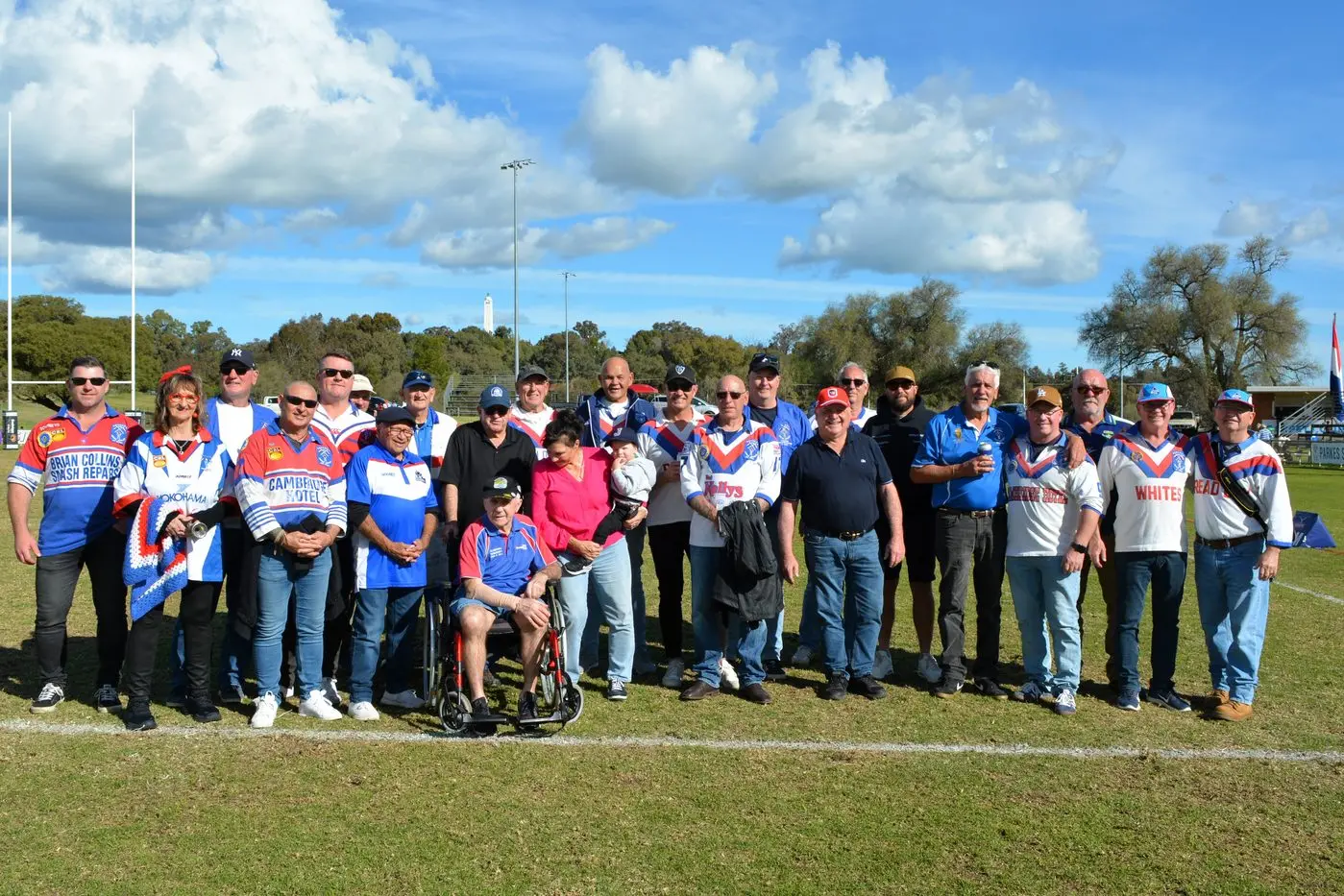 Before the start of the first grade game, all of the Spacemen Old Boys gathered together on the field for a photo. PHOTOS: Jenny Kingham