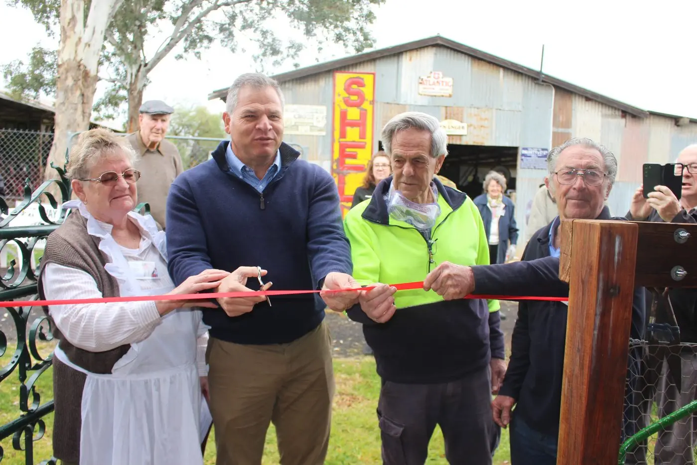 Rose Jones, Orange MP Phil Donato, Rob Tyndall and Bruce Hall officially opened the Earl Symonds Blacksmith Shop.