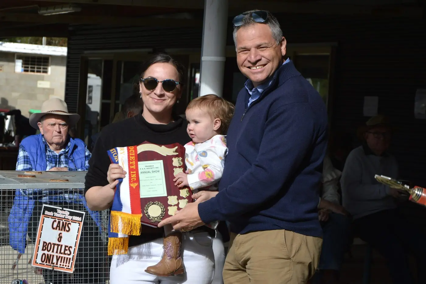 Sonia Durning was awarded the Jessie Berry Memorial Shield for the most successful exhibitor in pavilion sections.  Sonia was also presented the award in 2023. She is holding Betty Durning and is pictured with Member for Orange Phil Donato. PHOTOS: Madeline Blackstock