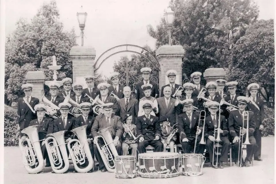 A Parkes brass band formed in the 1890s. Here they are outside the famous Cooke Park gates in 1950. PHOTOS: Supplied