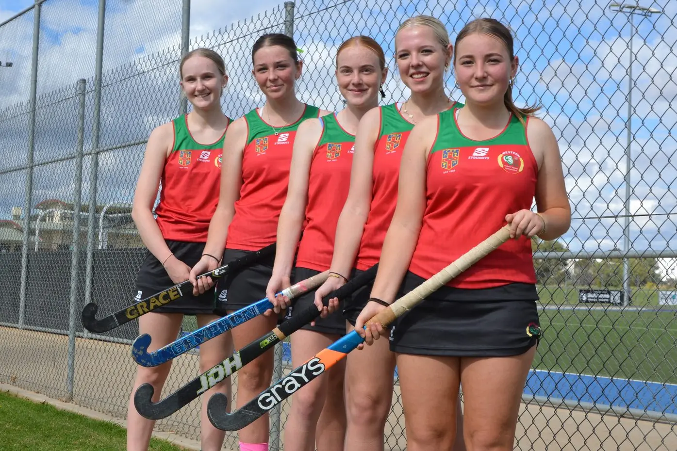 Elly Thornberry, Addison Summerhayes, Leni Constable, Lily and Sienna Collins are currently representing Western in the CHS Open Girls Hockey Championships in Parkes. PHOTO: Madeline Blackstock