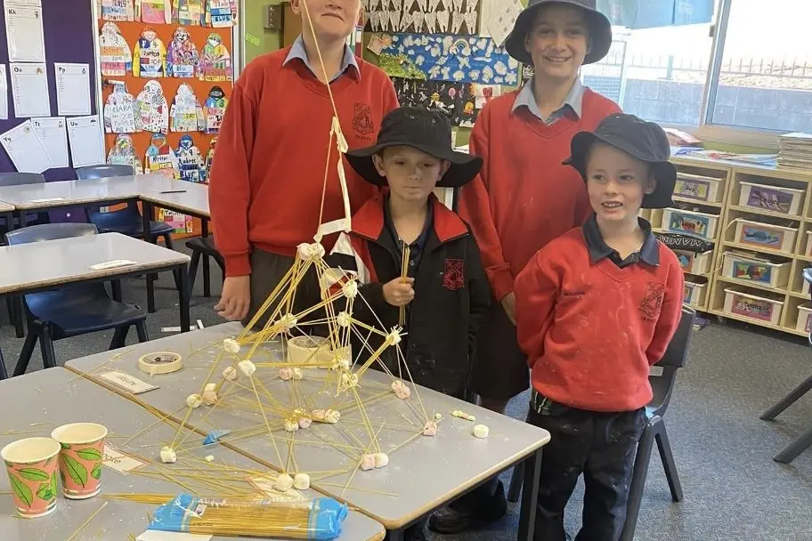 Middleton Public School students Witt Pearce, Levi Stanford, Keanau Robinson and Fletcher McLuckie being creative.