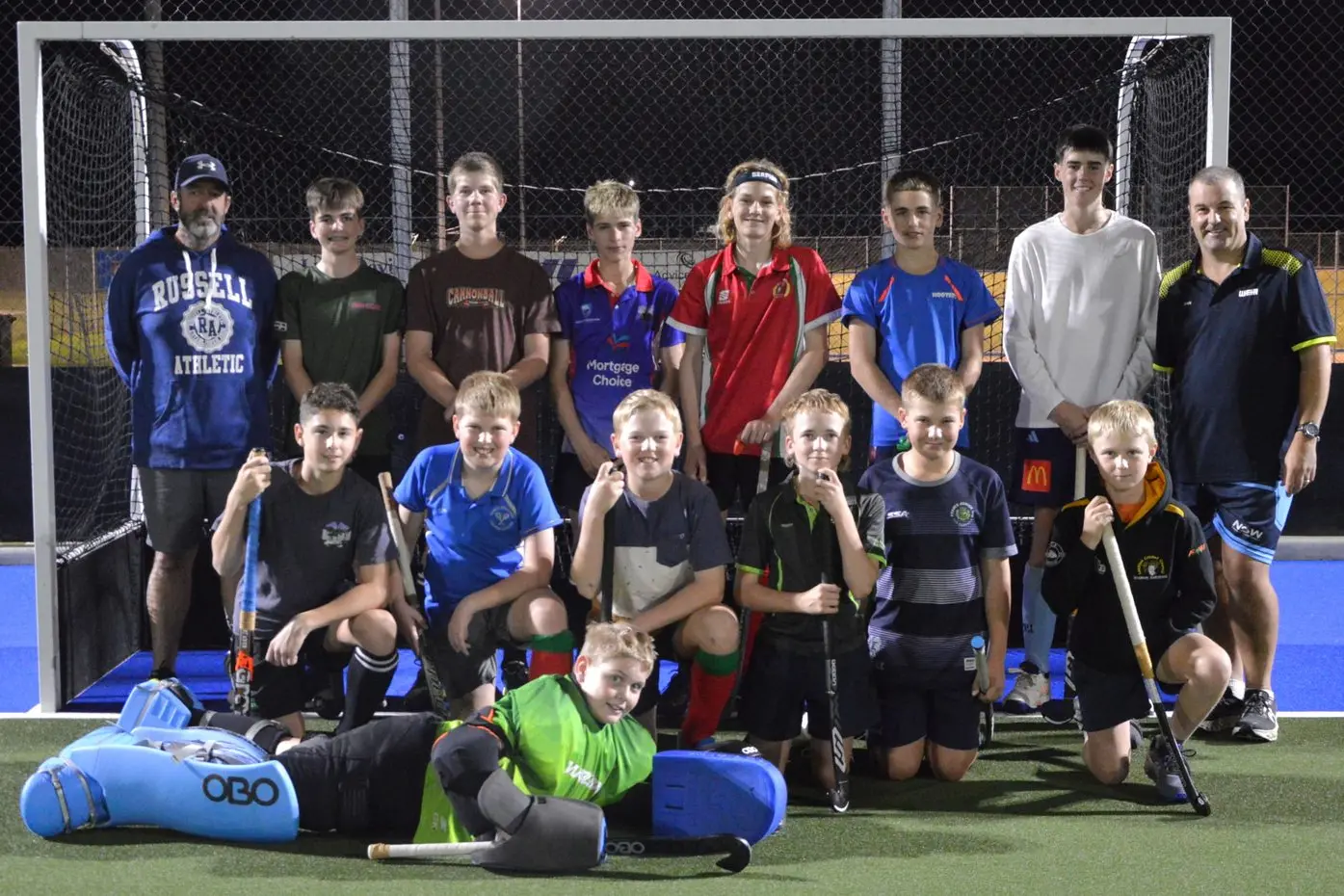 U14 boys Parkes 1 team with coach Aaron Huppatz and manager Craig Kelly.