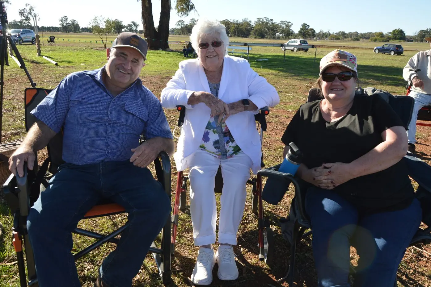 Certainly no strangers to the Golden Plough - the Norris family have been attending on and off since the competition began 49 years ago. Bill Norris with his mum Pat Norris and wife Mary Norris. PHOTOS: Christine Little DSC_0284