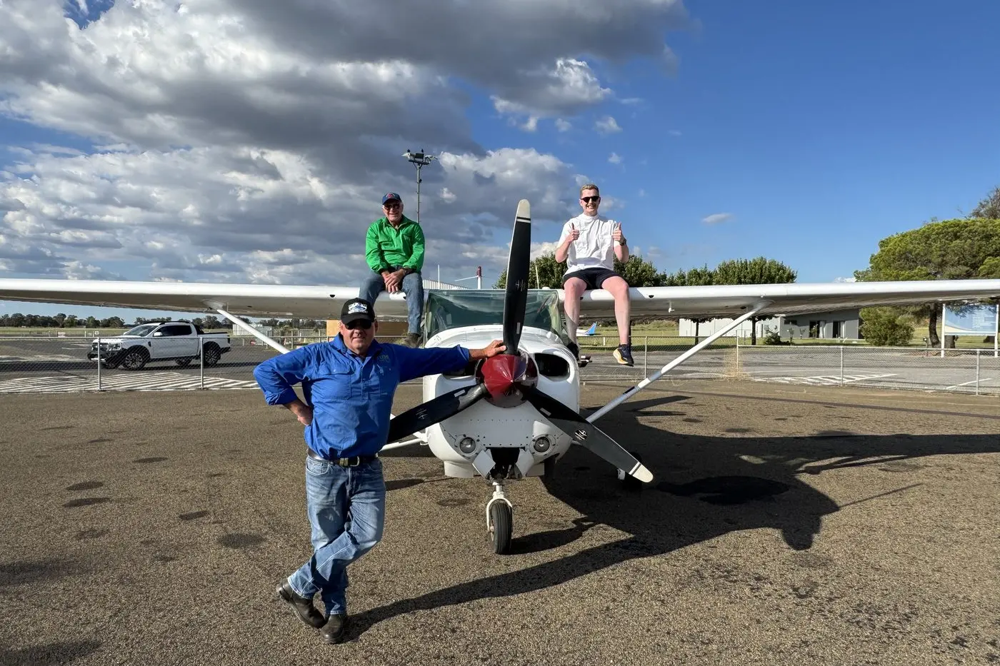 Brad Shephard, John Johnson and Jack Buckley aim to raise $100,000 for the Royal Flying Doctor Service through the Outback Air Race. PHOTO: Supplied