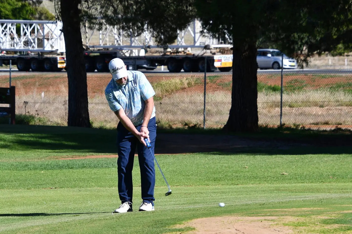 Troy Thomson is a regular at the Parkes Golf Club and held a golf day on Friday to celebrate Parkes Caravans\\' 25th anniversary. PHOTO: Jenny Kingham