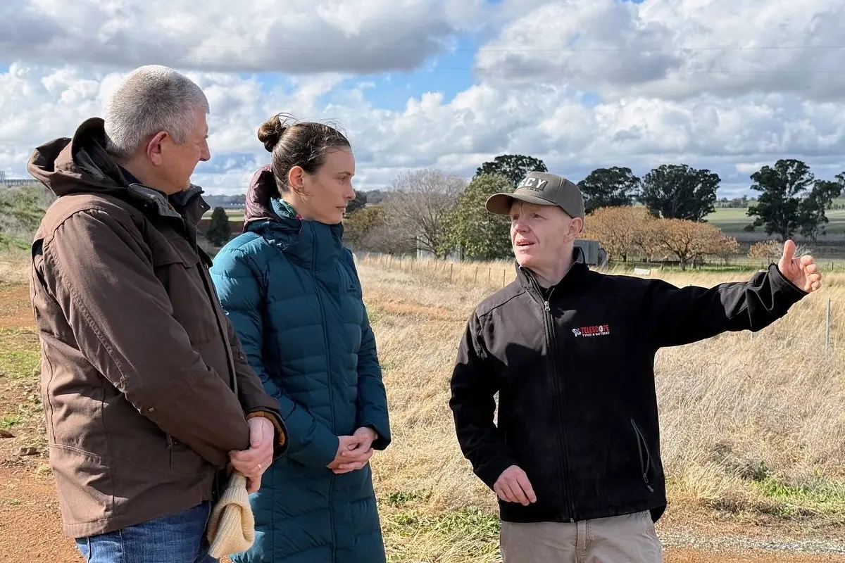 Ben Stead from the Parkes Clean Future Alliance (right) showed chemical engineer Chris Hanson and Dr Amanda Cohn MLC the site of the proposed Energy from Waste incinerator for Parkes, when the pair were in town to speak at a community information night last month.