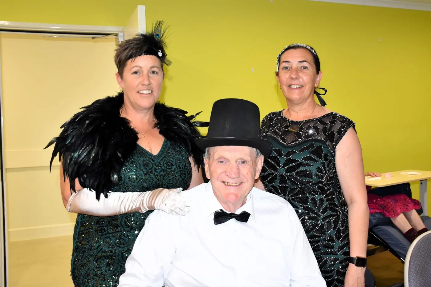 Baptistcare Staff Cherie Simpson and Jo Wilde with John Hodge. Photo by Jenny Kingham