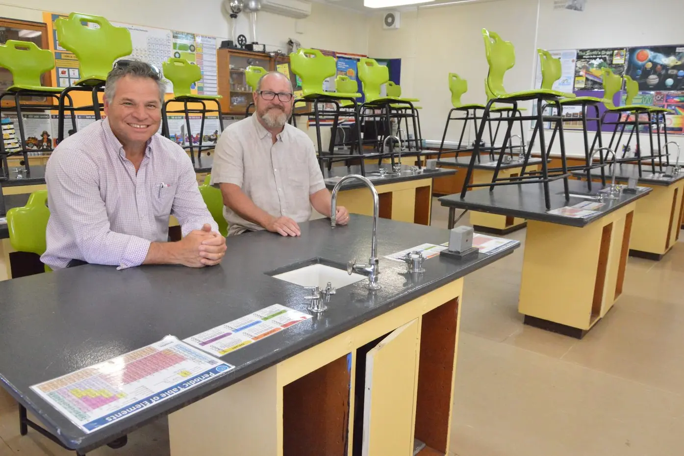 Trundle Central School principal John Southon (right) showed State Member for Orange Phil Donato the outdated science lab. PHOTO: Christine Little