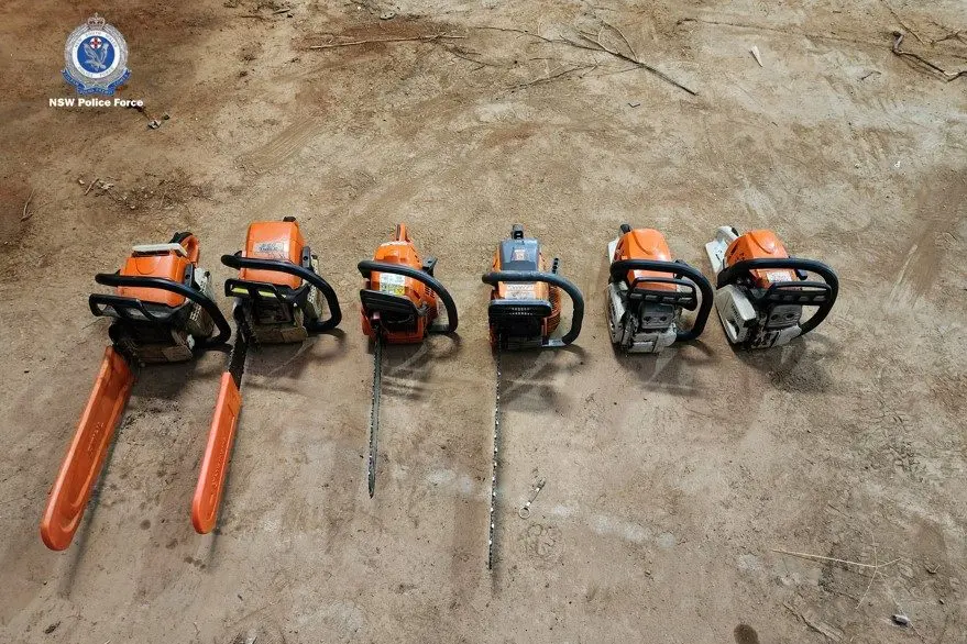 Among the power tools believed to have been stolen were four \\'Stihl\\' chainsaws and two Milwaukee batteries. PHOTO: Central West Police District Facebook page