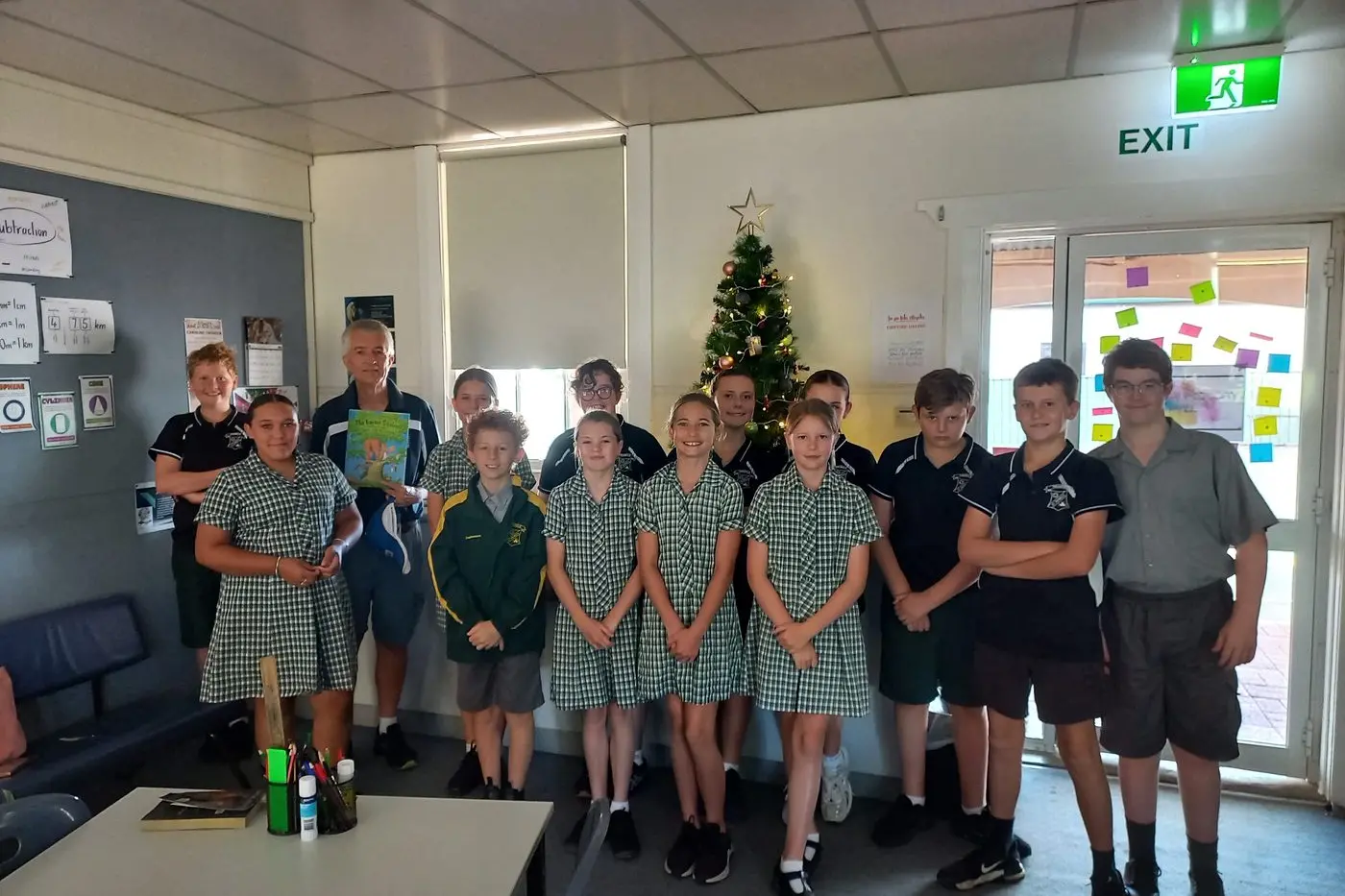Neil Griffith with students from St Patrick\\'s School Trundle.