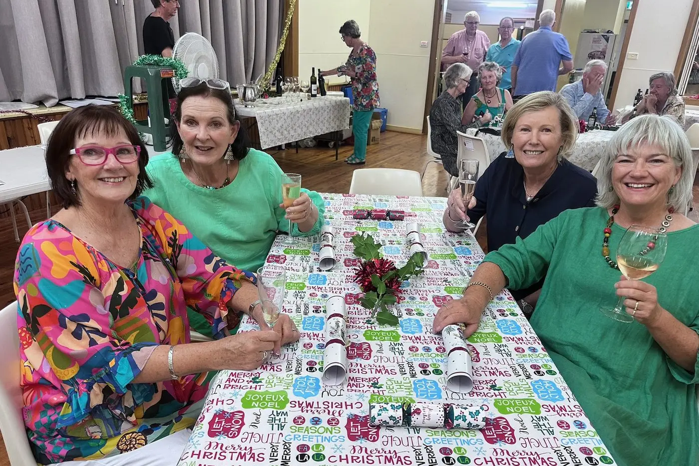 Chris Ten Cate, Lee McCabe, Anita Metcalf and Jill Peterson at the Parkes Bridge Club Christmas party.