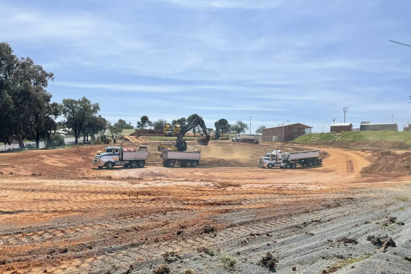 A new detention basin is being constructed next to Pioneer and Spicer ovals to help divert floodwaters away from the CBD,