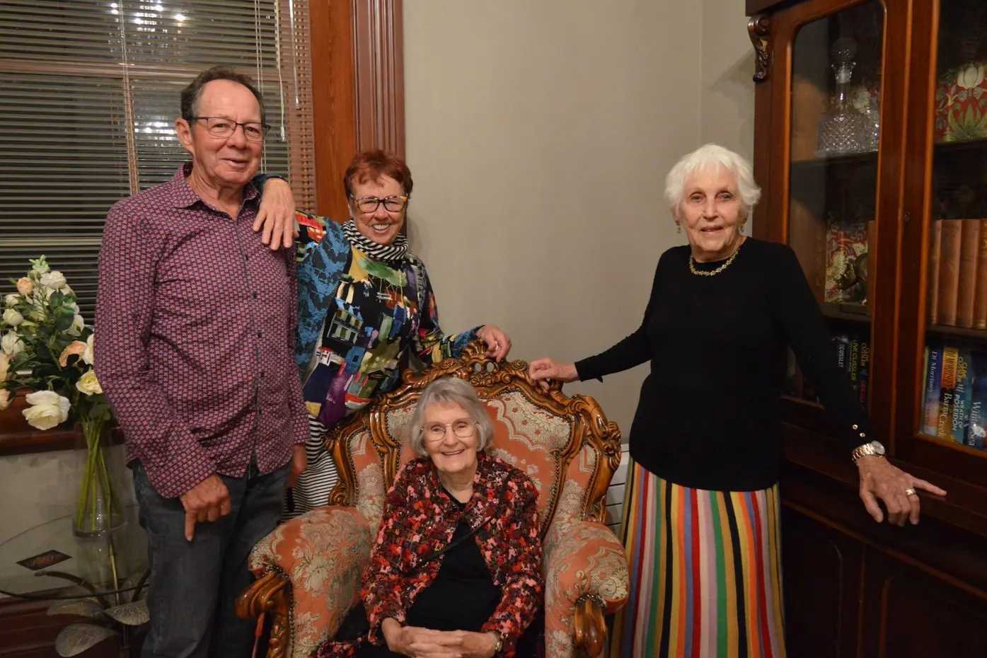 Bill and Beth Thomas, Suzie McNamara and artist Helen McQuie not only admired local artwork but also indulged in the grandeur of a bygone age at The Buchanan during the exhibition. PHOTOS: Christine Little