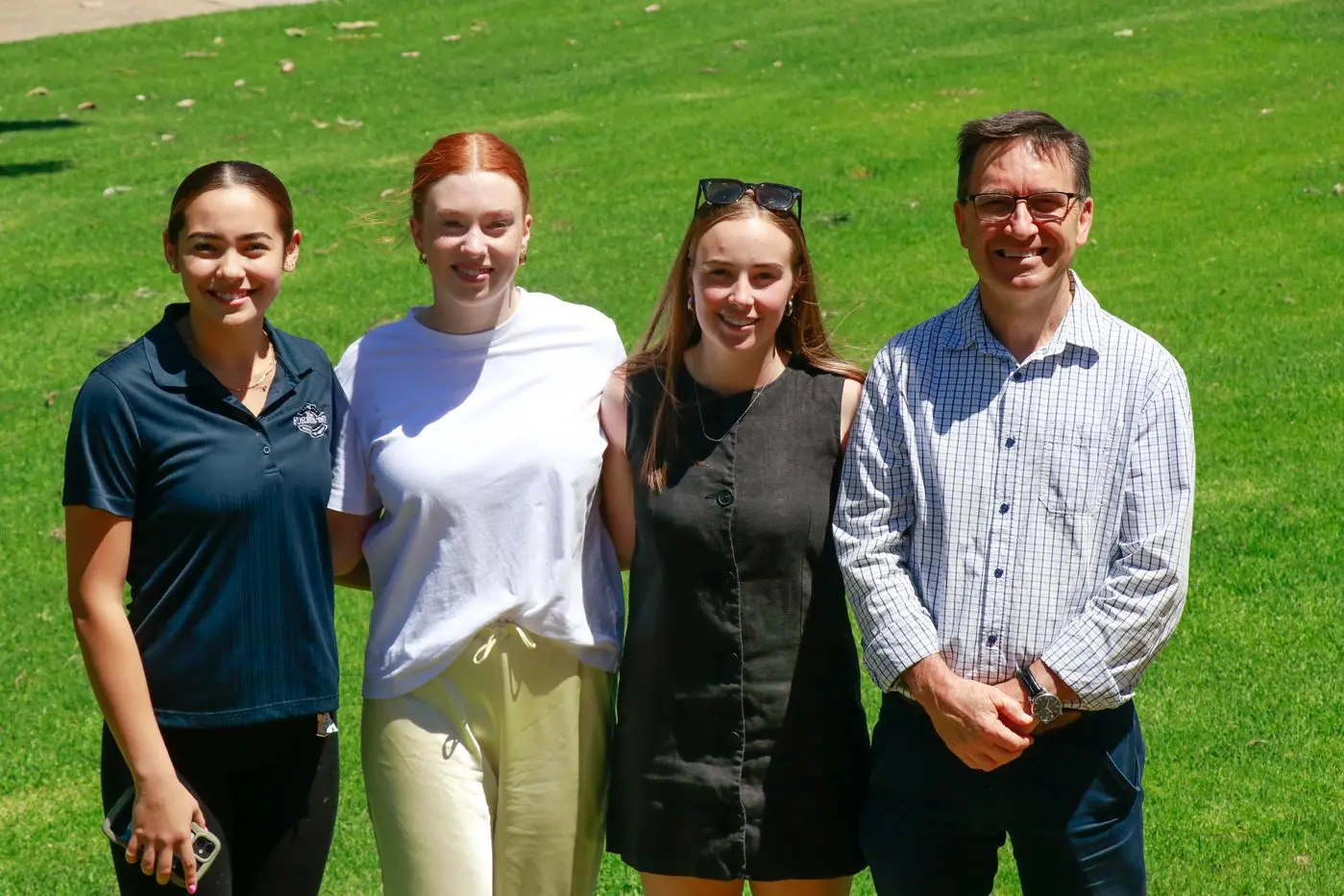 Red Bend principal Stephen Dwyer with Jess Mckenzie and Grace Dwyer Mulligan who achieved ATARs in the 90s and Freya Hooper who came first in primary industries.