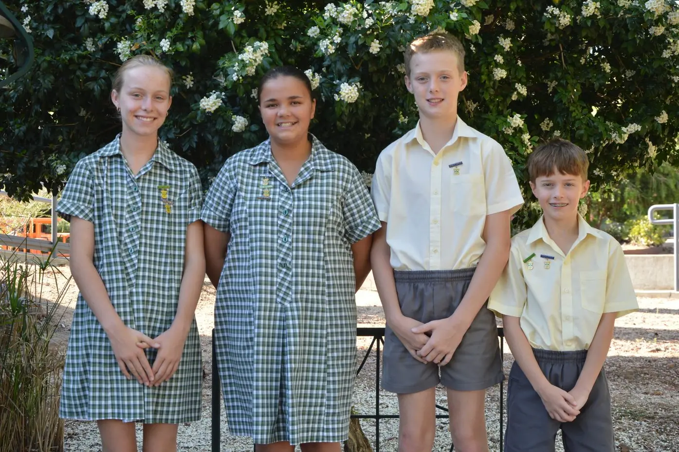 Holy Family Primary School captains. Vice captain Emerson Kaden, captains Elizabeth Toomey and Jack Kaden and vice captain Max Dwyer Mulligan. PHOTO: Supplied