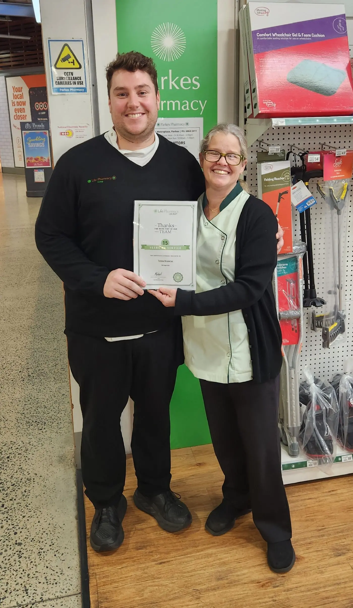 Teresa celebrates milestone with pharmacy