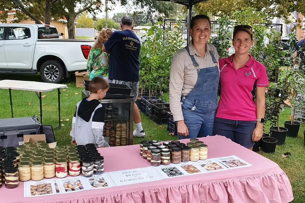 Stacey Barton of Capped Cakes and Casey Miles of Dirty Gloves Nursery at the March 2024 Homegrown Parkes event. PHOTO: Supplied