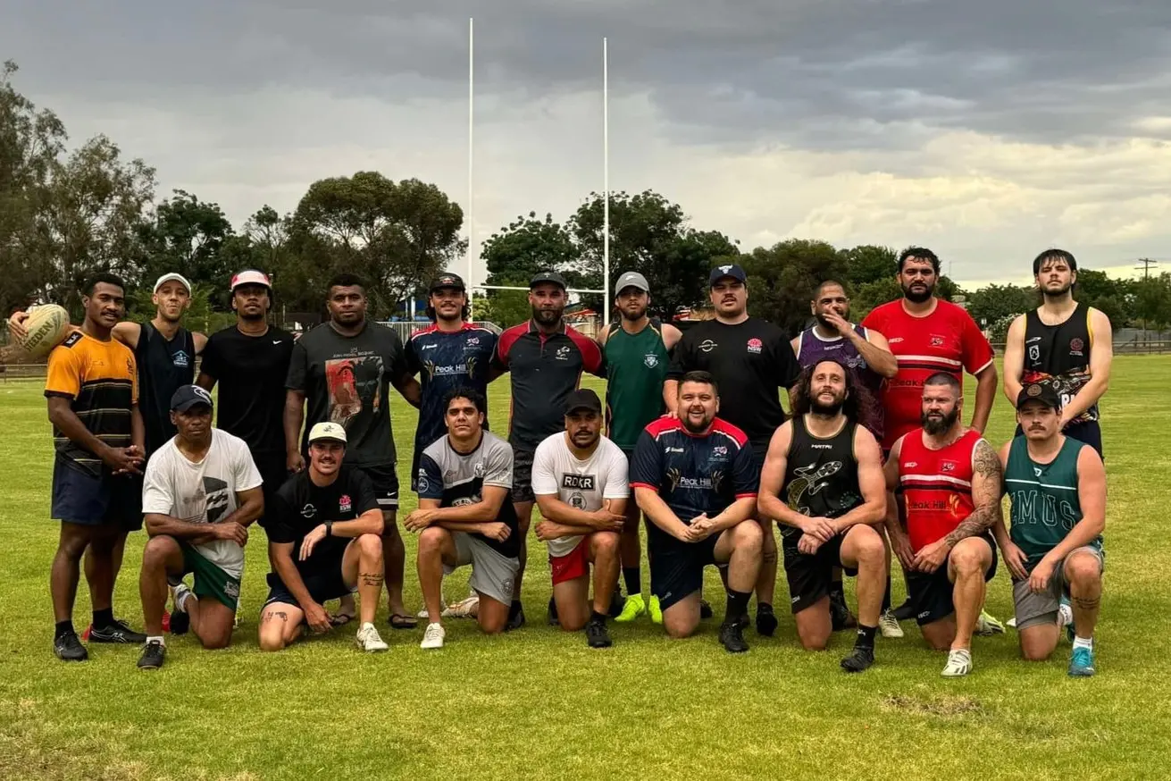 The Peak Hill Roosters first grade side had their first preseason training session at the end of November last year, with a good turnout of returning players and some new faces. 2025 coach Daniel Thornton is front, fourth from the right and captain Blaize Fuller is on his right. PHOTO: Peak Hill Roosters