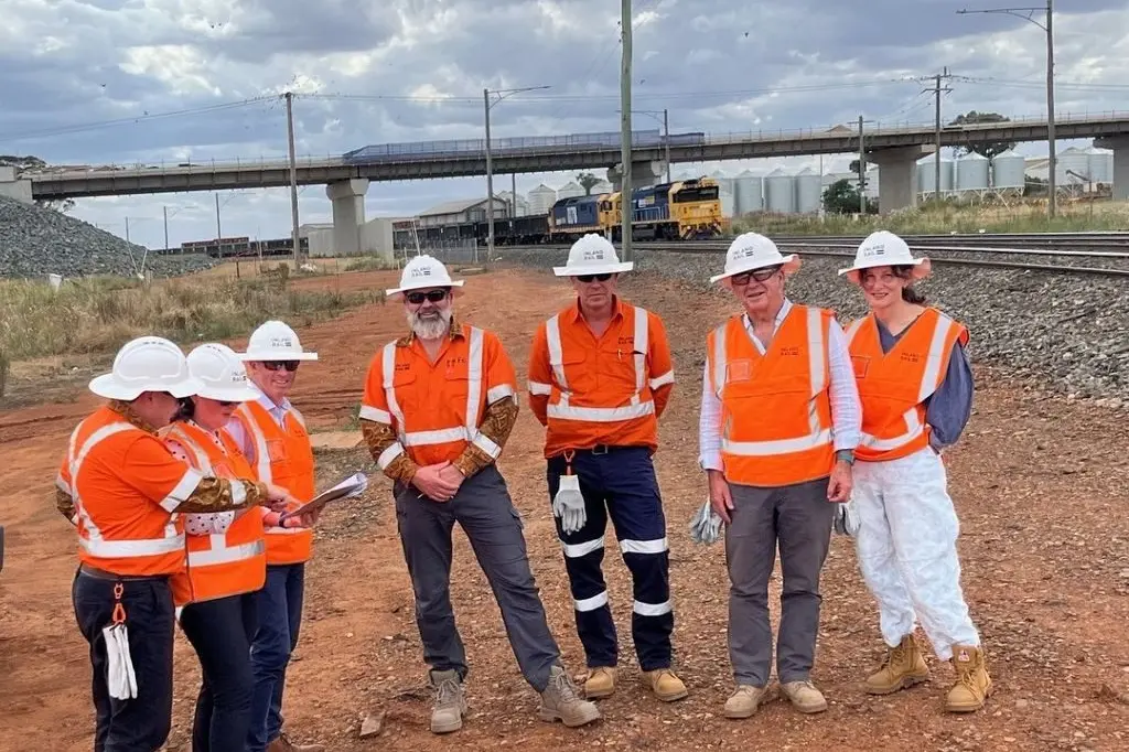 Nick Miller, CEO of Inland Rail (third from right) with members of the Inland Rail board and Inland Rail management at Goobang Junction. PHOTO: Supplied