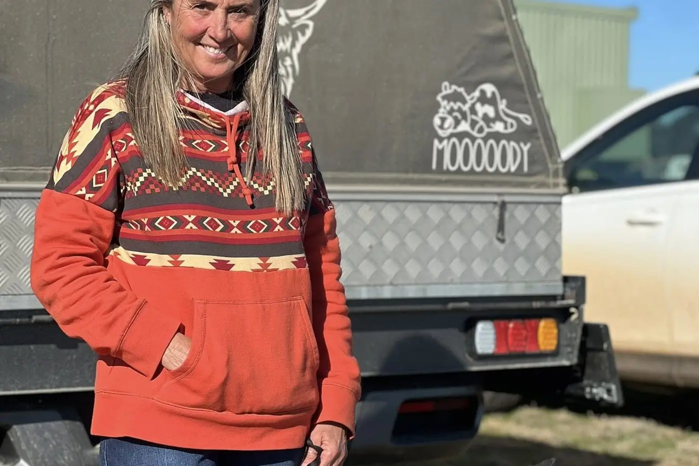 Julie Birkett from Boorowa has become the first woman to win the open final at the Tullamore NSW Sheep Dog Trials with Brands Hatch Sierra Tequila. PHOTOS: Megan Mortimer