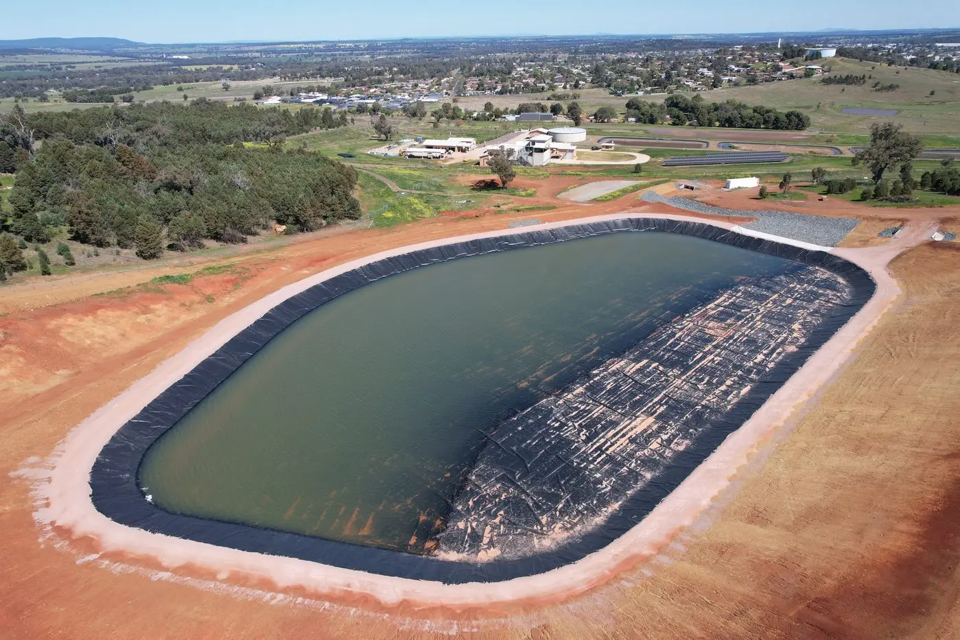 The raw water storage lagoon is located behind the Parkes Water treatment plant. PHOTO: Supplied