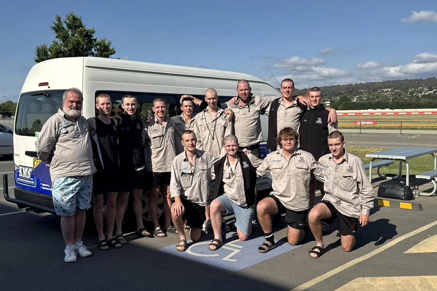 Jay Quince, Flynn Thompson, Alex Chambers, Archie Daley, Lachlan Plummer. Nick McPherson, Jordan Grosvenor, Zanda and Jett Johnstone. Front: Toby Collins, Samuel Quince, James Robinson and Henry Rice.