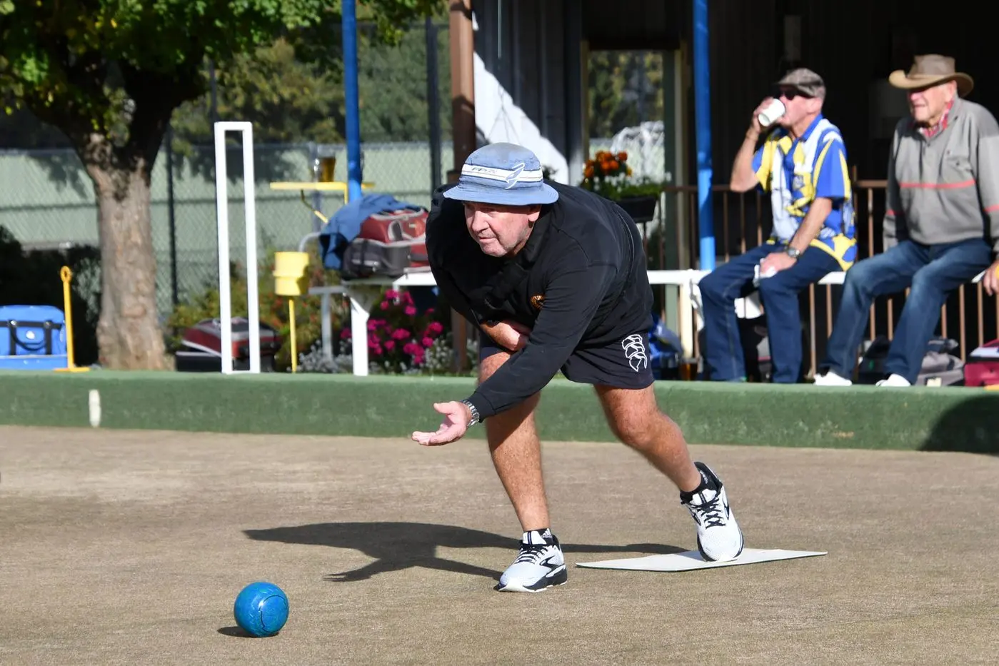 Brian Townsend sends a bowl down the green. File photo by Jenny Kingham.
