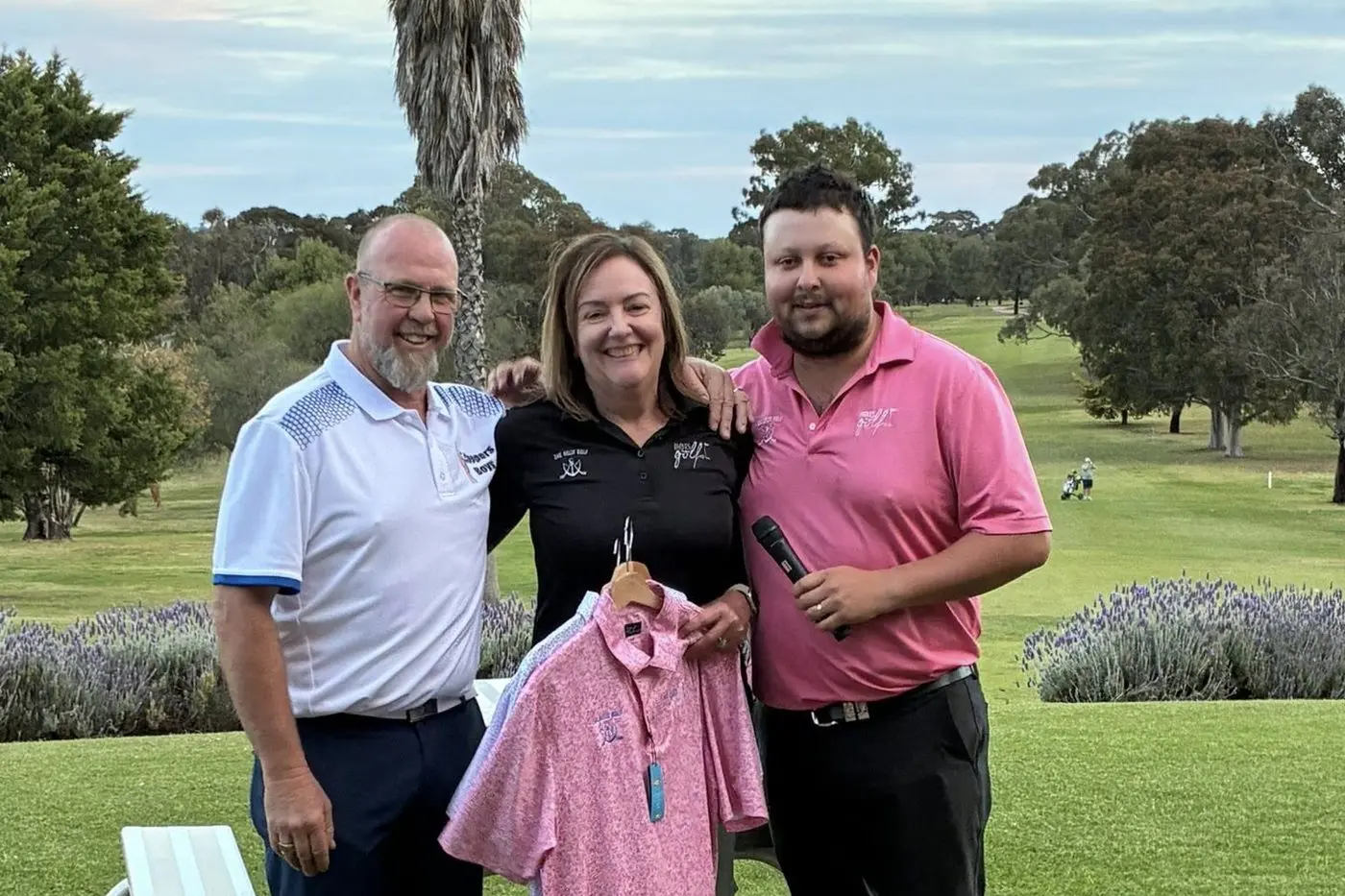 Troy Thompson and Zac Kelly with Leone Stevenson who was part of Saturday\\'s winning team. PHOTO: Parkes Golf Club