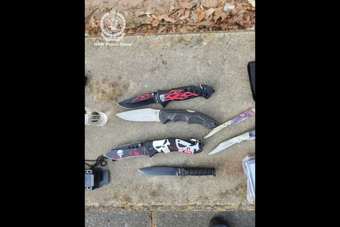 Police seized more than 100 knives during a major operation across the state that targeted violent offenders and knife crime in public places. PHOTOS: NSW Police