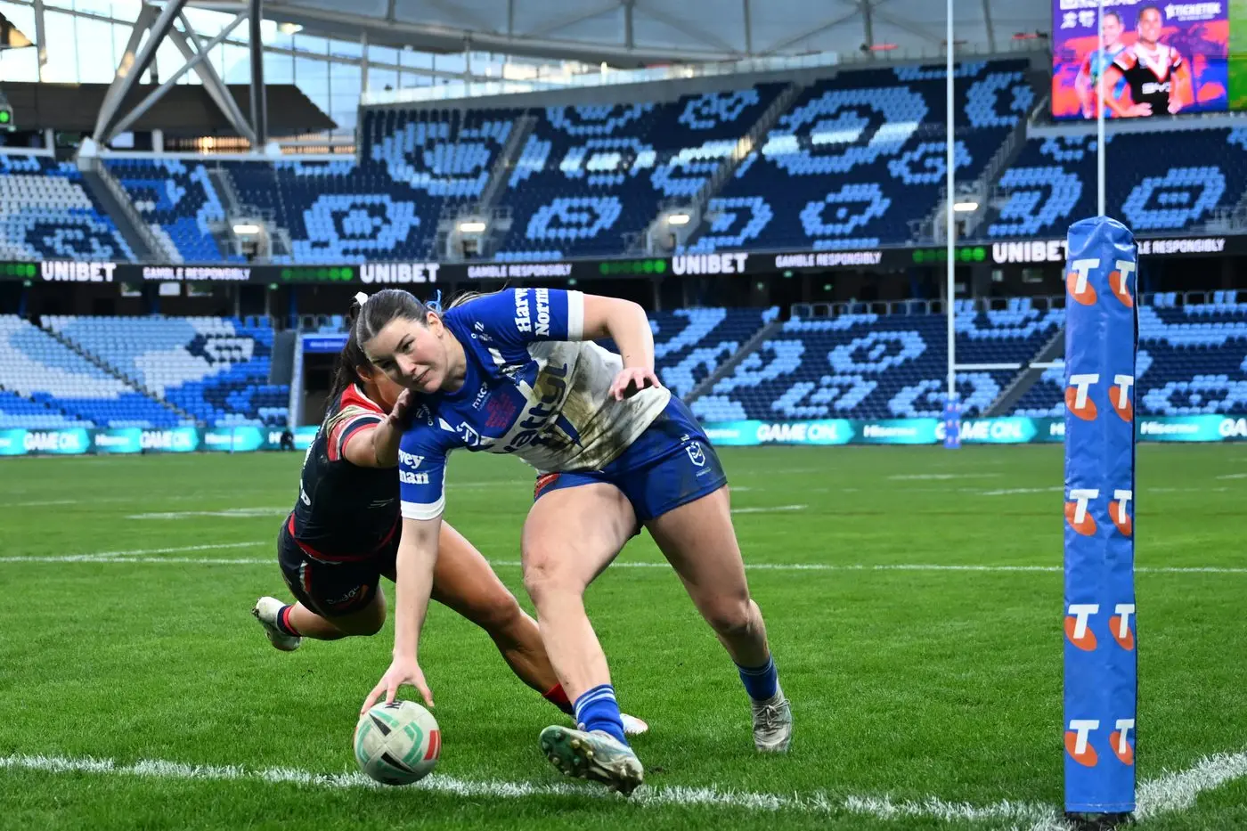 One of Elizabeth MacGregor\\'s seven tries this season. PHOTO: Canterbury Bulldogs