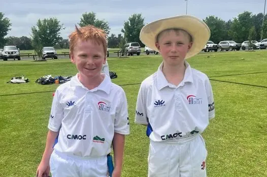 Sam Yelland 120 (not out) and Rory Rue 91 (not out) in Lachlan Under 12s win over Mudgee. PHOTO: Lachlan Cricket Council Facebook