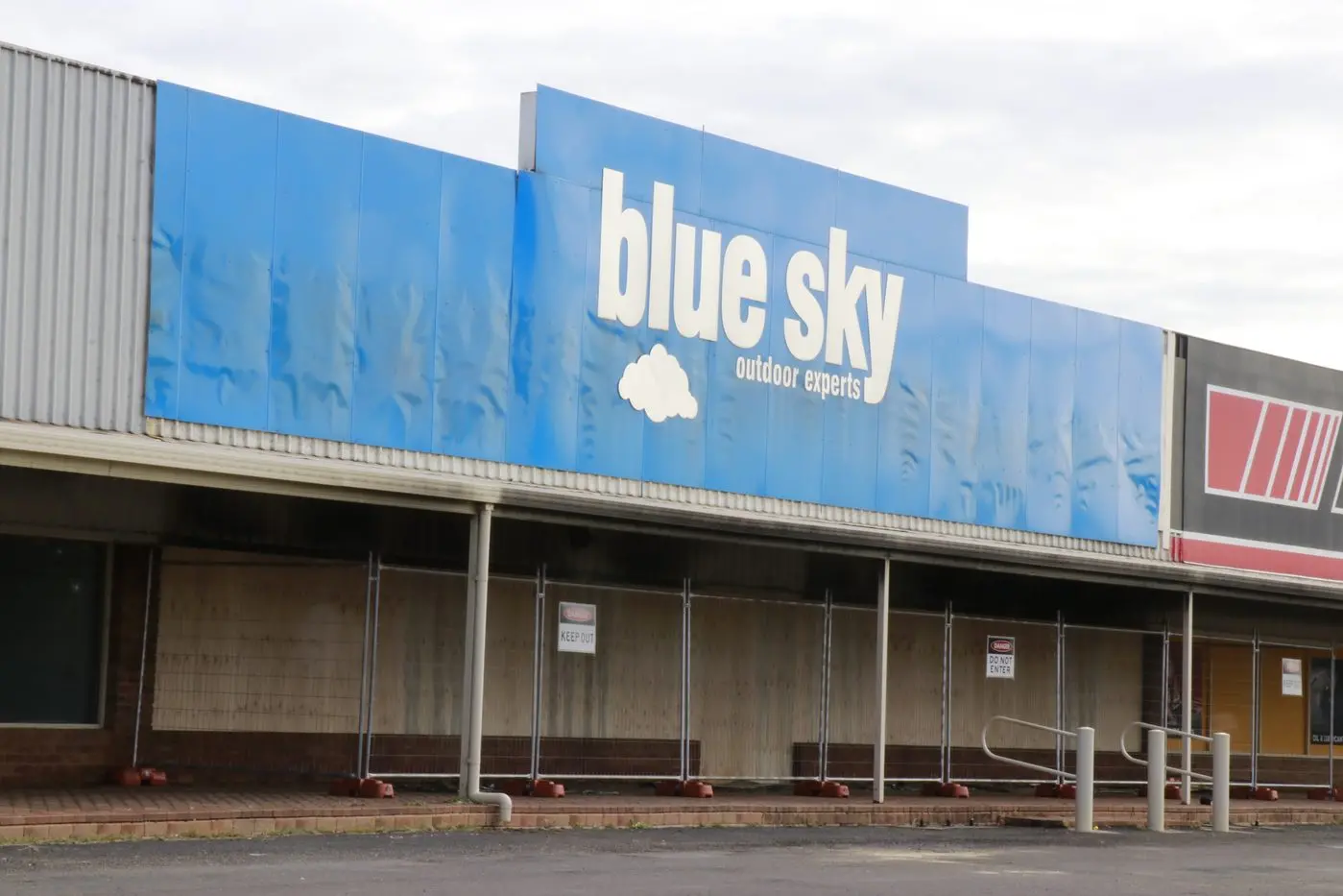 Blue Sky has been boarded up after a destructive fire that blazed through on the night of Sunday, 4 May.
