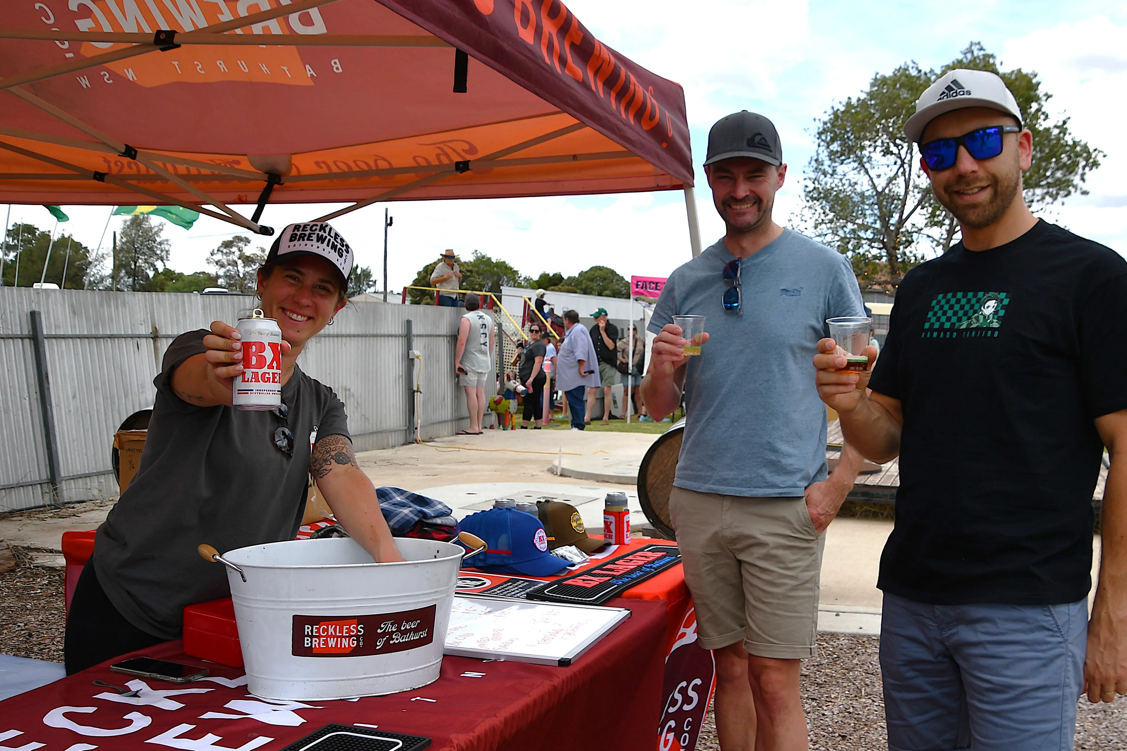<p>Beer and wine tastings were available, including Reckless Brewing - Madeline serves Chris Moore from Forbes and Joseph Antonios from Falconbridge. PHOTOS: Jenny Kingham</p>\\n