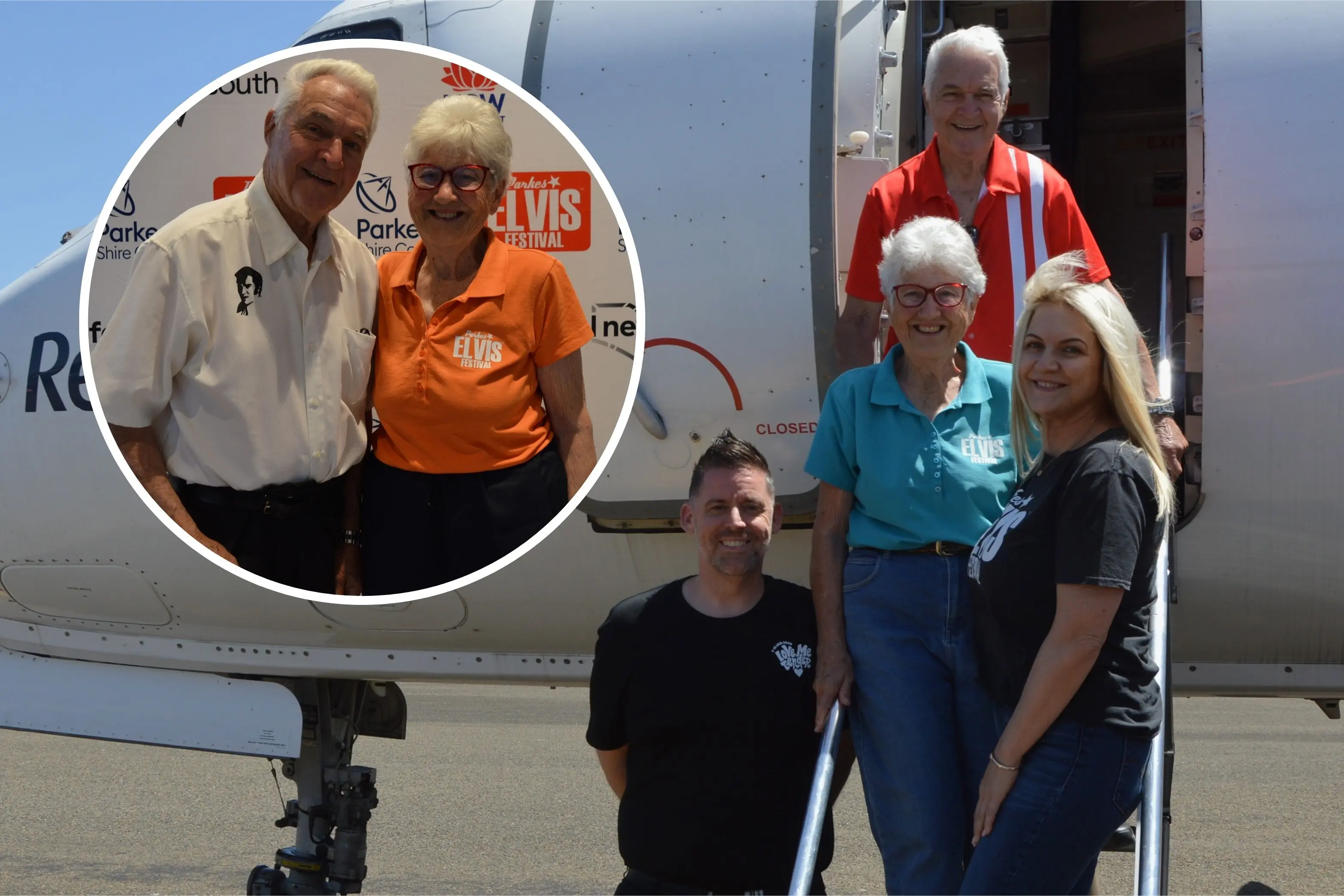 <p>Brendan Shipley, Anne, Bob and Tiffany Steel flew to Sydney to meet the one and only Priscilla Presley. (Insert) Bob wore his original Elvis revival incorporated shirt and Anne wore her more modern festival shirt to this year\\u2019s launch. PHOTOS: Madeline Blackstock and CHRISTINE LITTLE</p>\\n