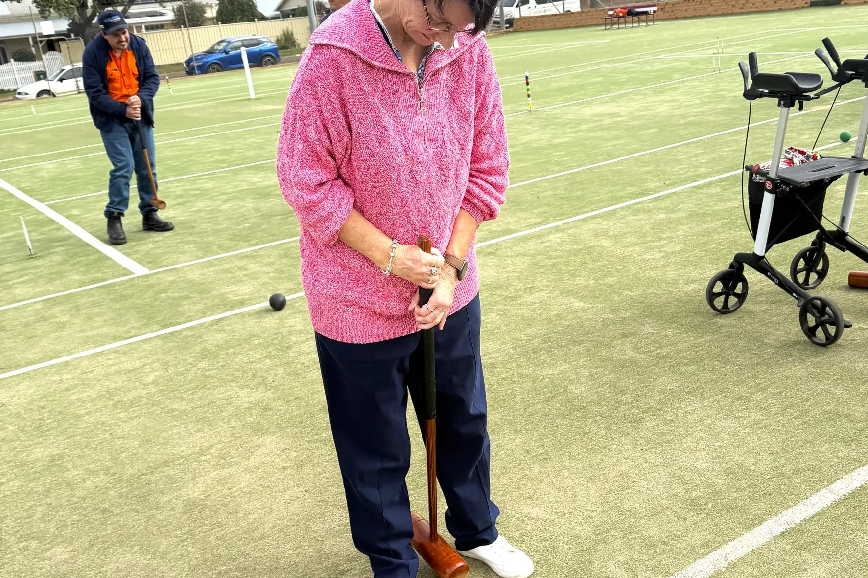 <p>Donna Apps tried her hand at croquet this year.</p>\\n