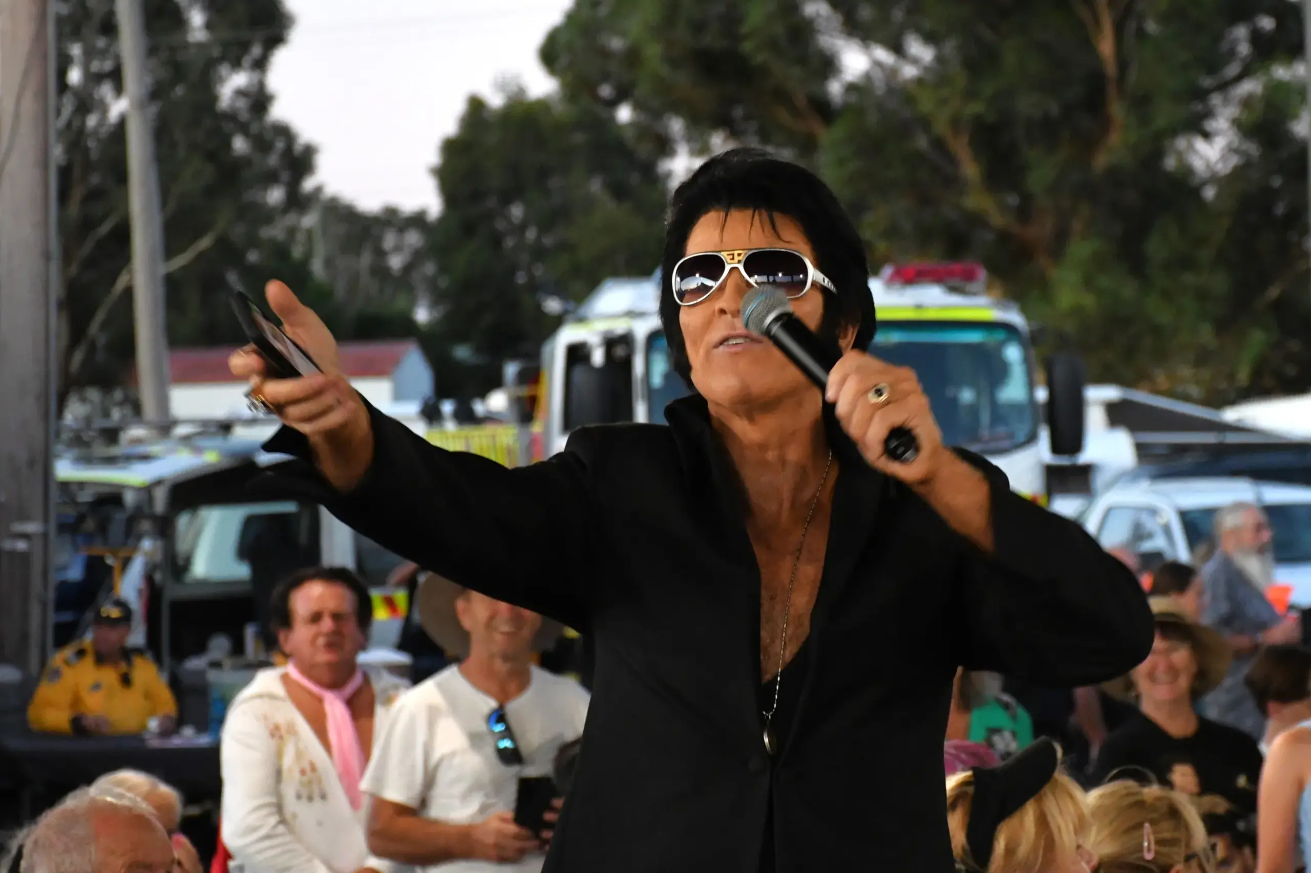 <p>Damien Mullin entertained the crowd at the 2025 Elvis at the Trots. See him again in 2026 as he celebrate 15 years at the Parkes Elvis Festival. PHOTO: Jenny Kingham</p>\\n