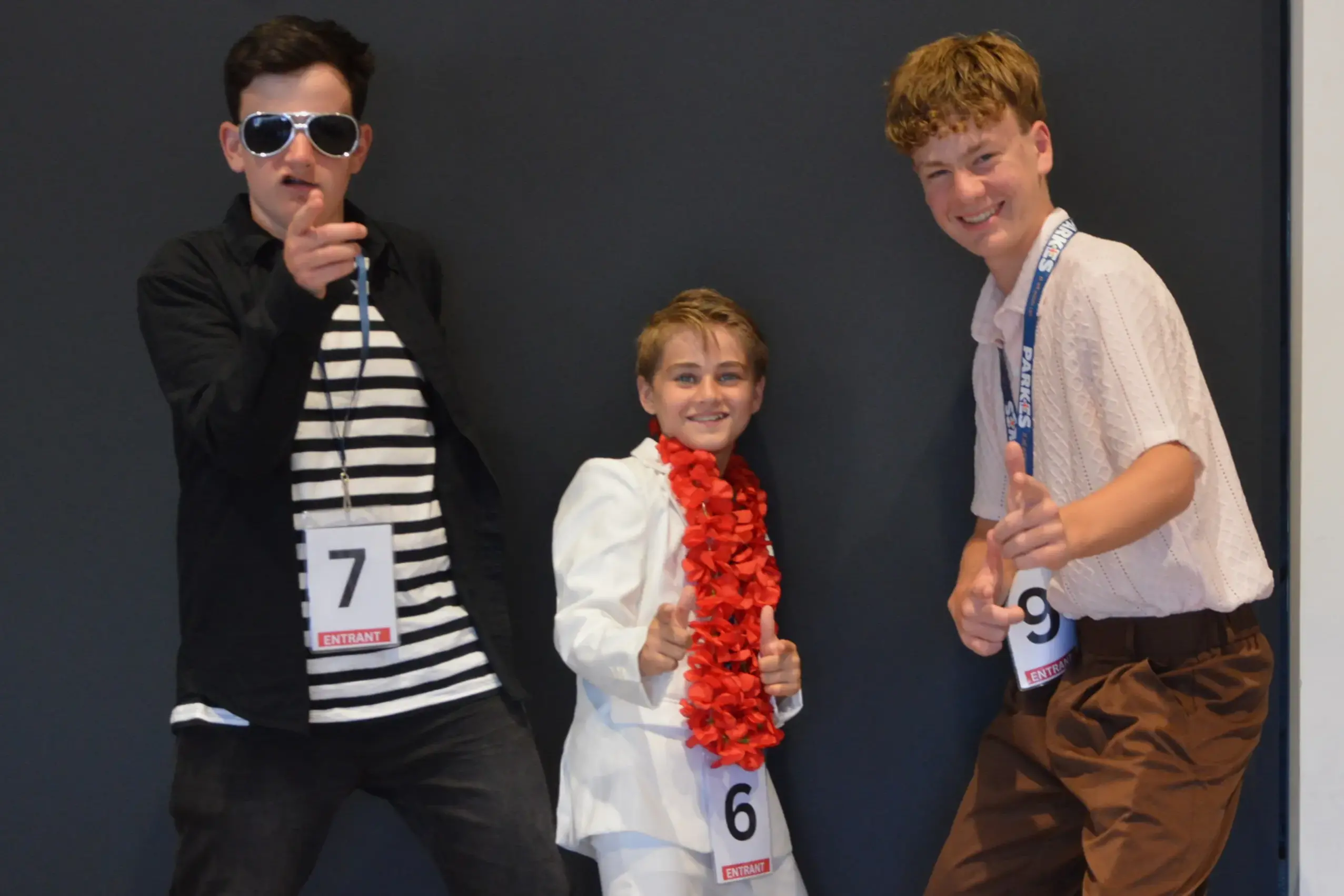 <p>Some of the many junior tribute to Elvis competitiors. Blake Sehaver (14) from Ballarat Victoria, Jay Berthet (10) from Newcastle NSW and Harry Rowbotham from Parkes and the competitions 2024, 2025 and 2026 winner. PHOTO: Madeline Blackstock</p>\\n