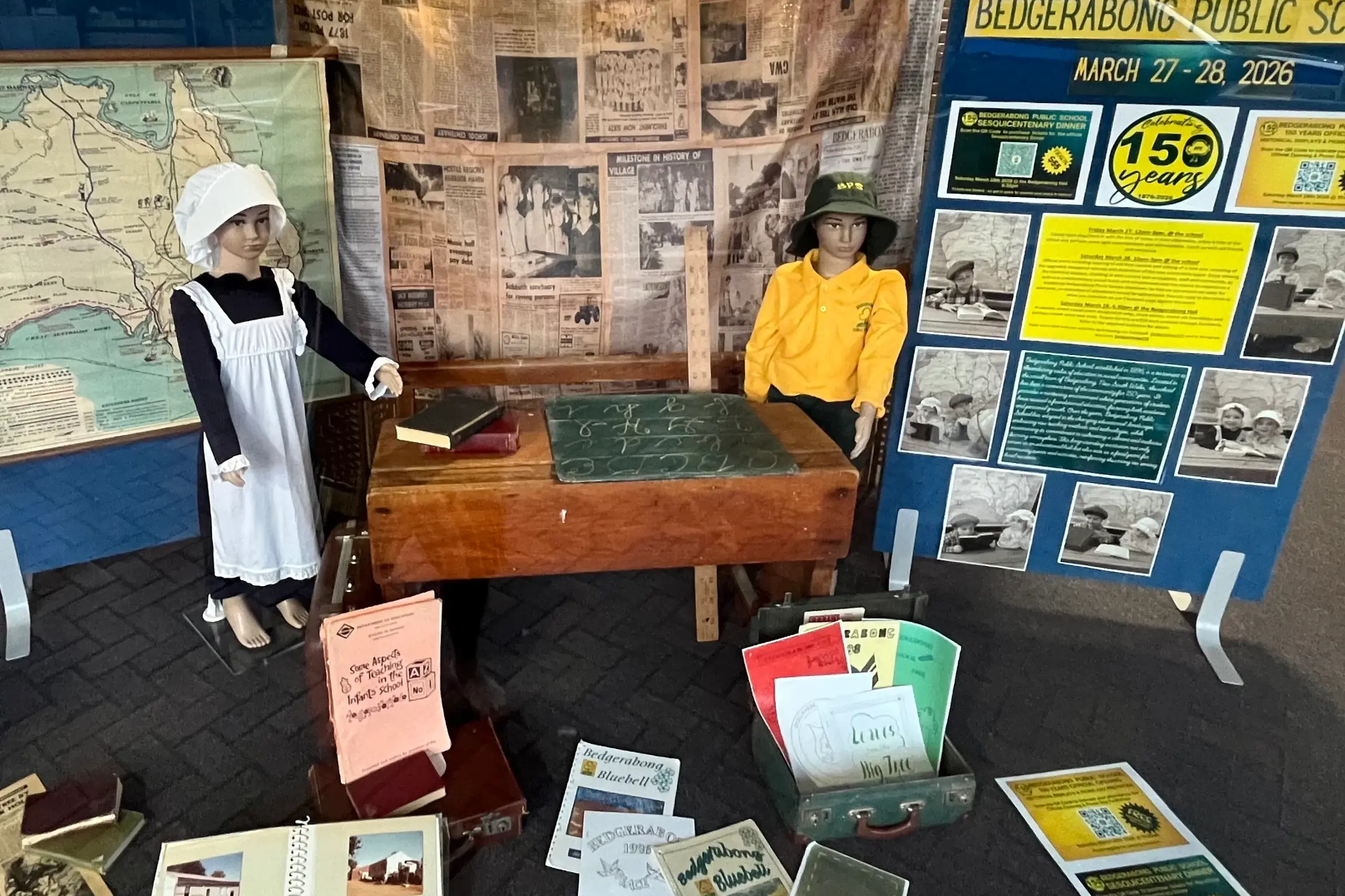 <p>This special display in the Book Dispensary window is just a sample of the trip down memory lane planned for the reunion weekend.</p>\\n