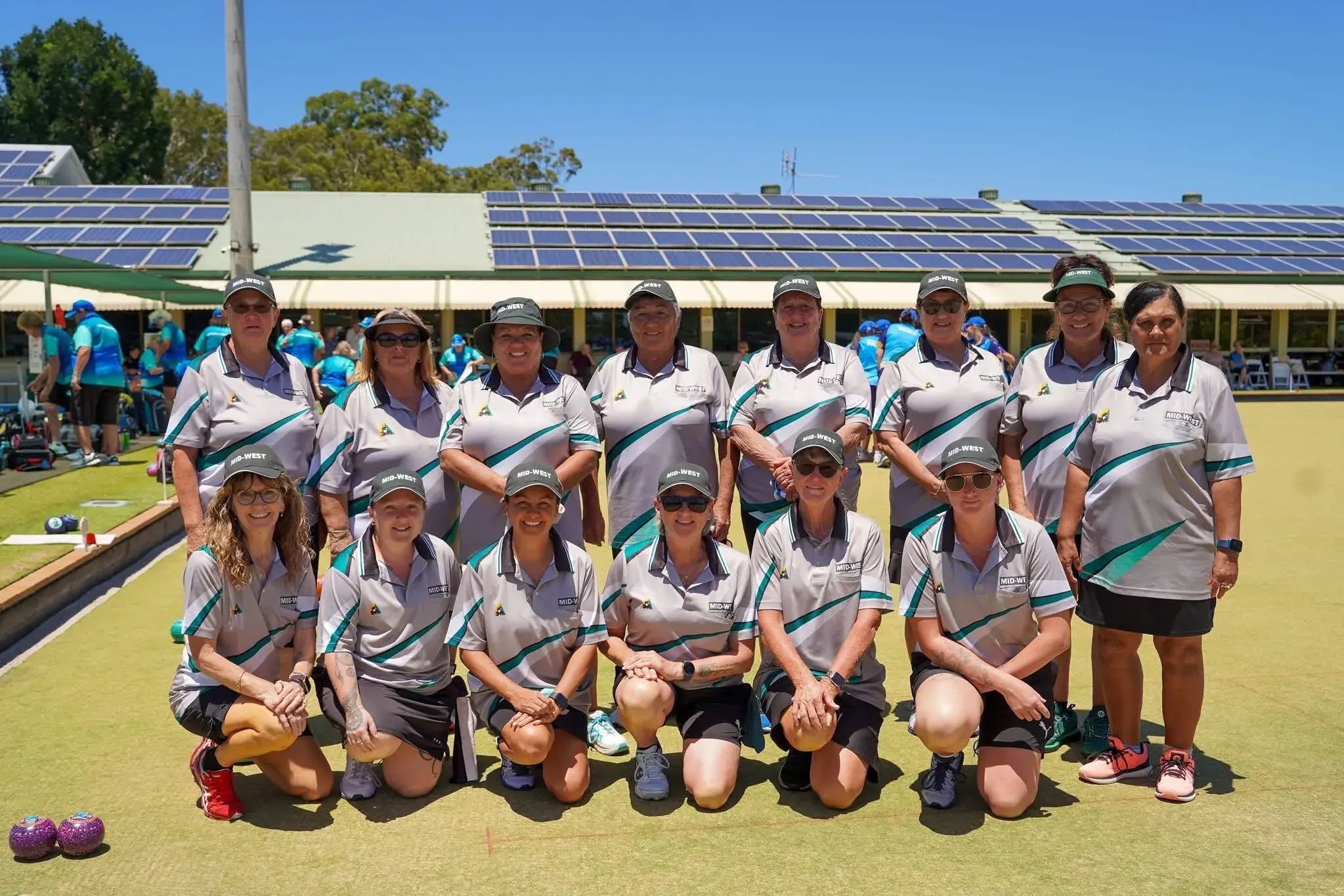 <p>Liz Byrne (back left) and Nat Hancock (front, second from left) from the Parkes Bowling and Sports Club were members of the Mid West team that competed in the Women\\'s Inter-Region Championship in Iluka in north-eastern NSW from 6-8 February. Liz was manager and Nat a reserve, and they joined Lea Tanks from the Parkes Railway Bowling Club who played. Unfortunately Mid West was beaten in all three rounds.</p>\\n