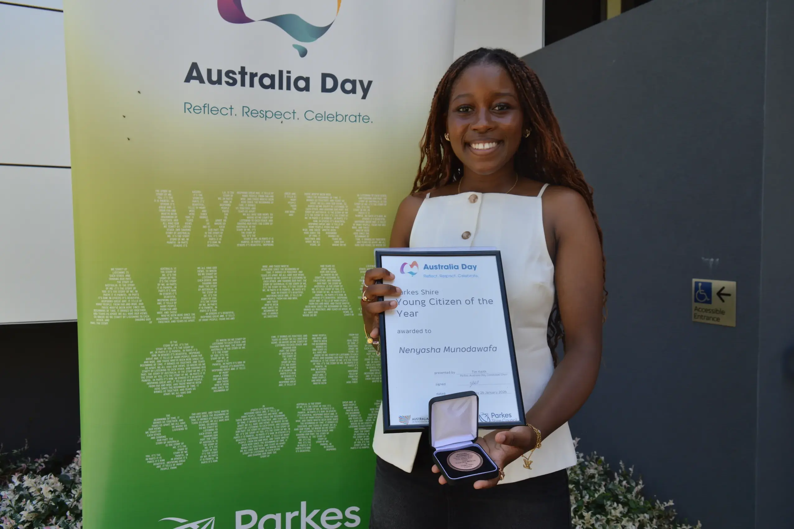 <p>Parkes\\' Junior Citizen of the Year Asha Munodawafa, presented the honourable award on Australia Day, will be a guest speaker at this year\\'s International Women\\'s Day lunch. PHOTO: Christine Little</p>\\n