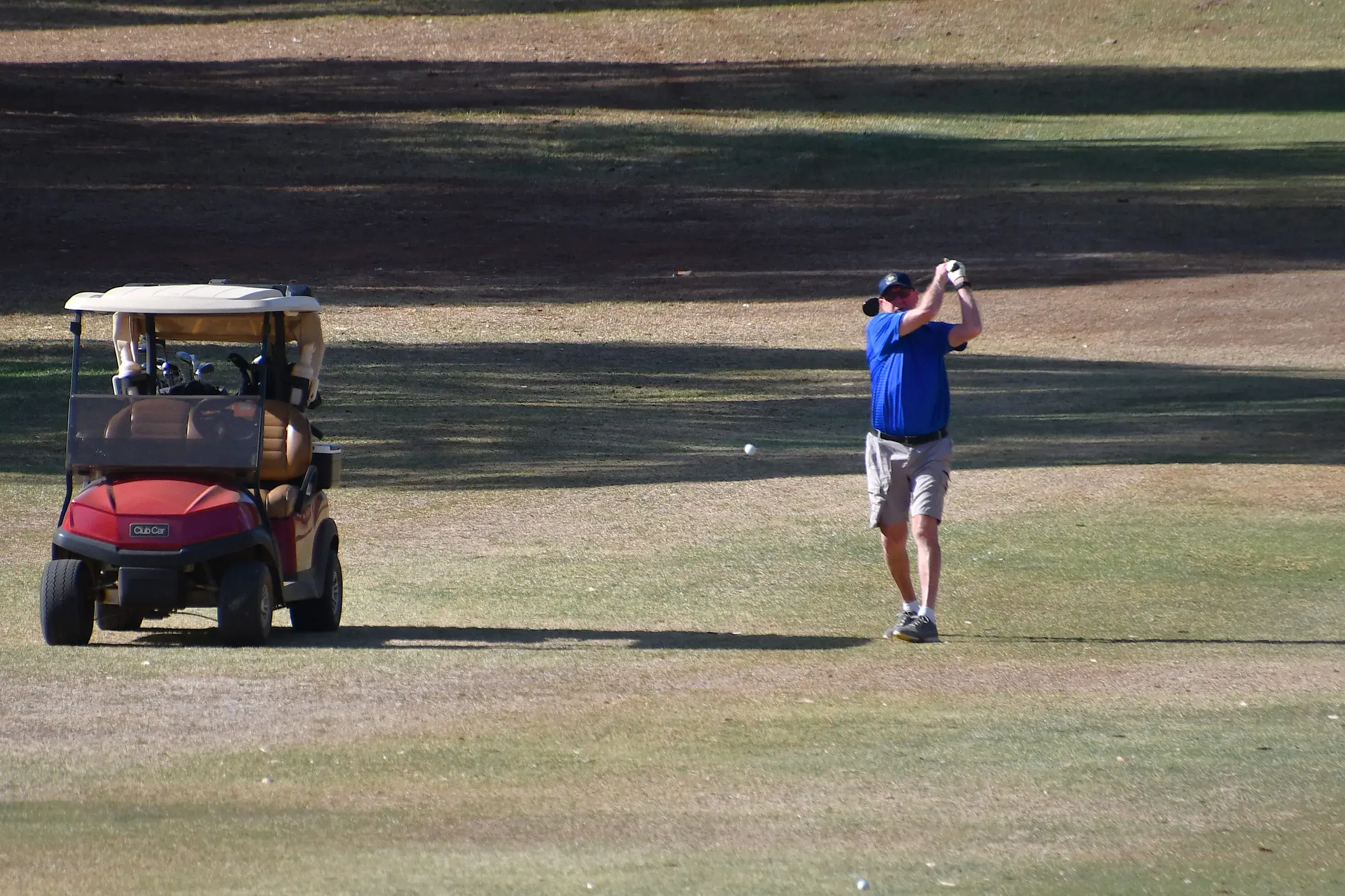 <p>Peter Boschman hits the ball up the fairway. PHOTO: Jenny Kingham</p>\\n