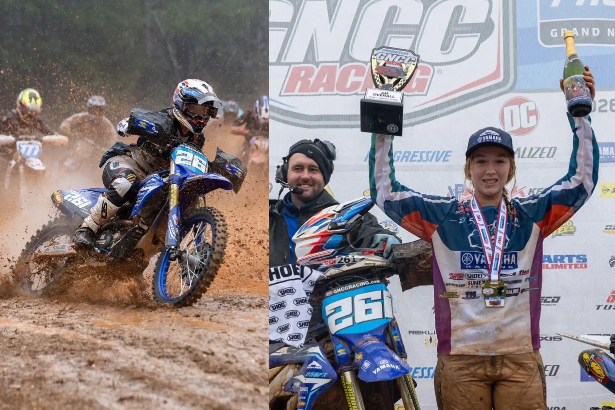 <p>Danielle McDonald celebrates her first win for the season at Big Buck GNCC. PHOTOS: Danielle McDonald Facebook</p>\\n