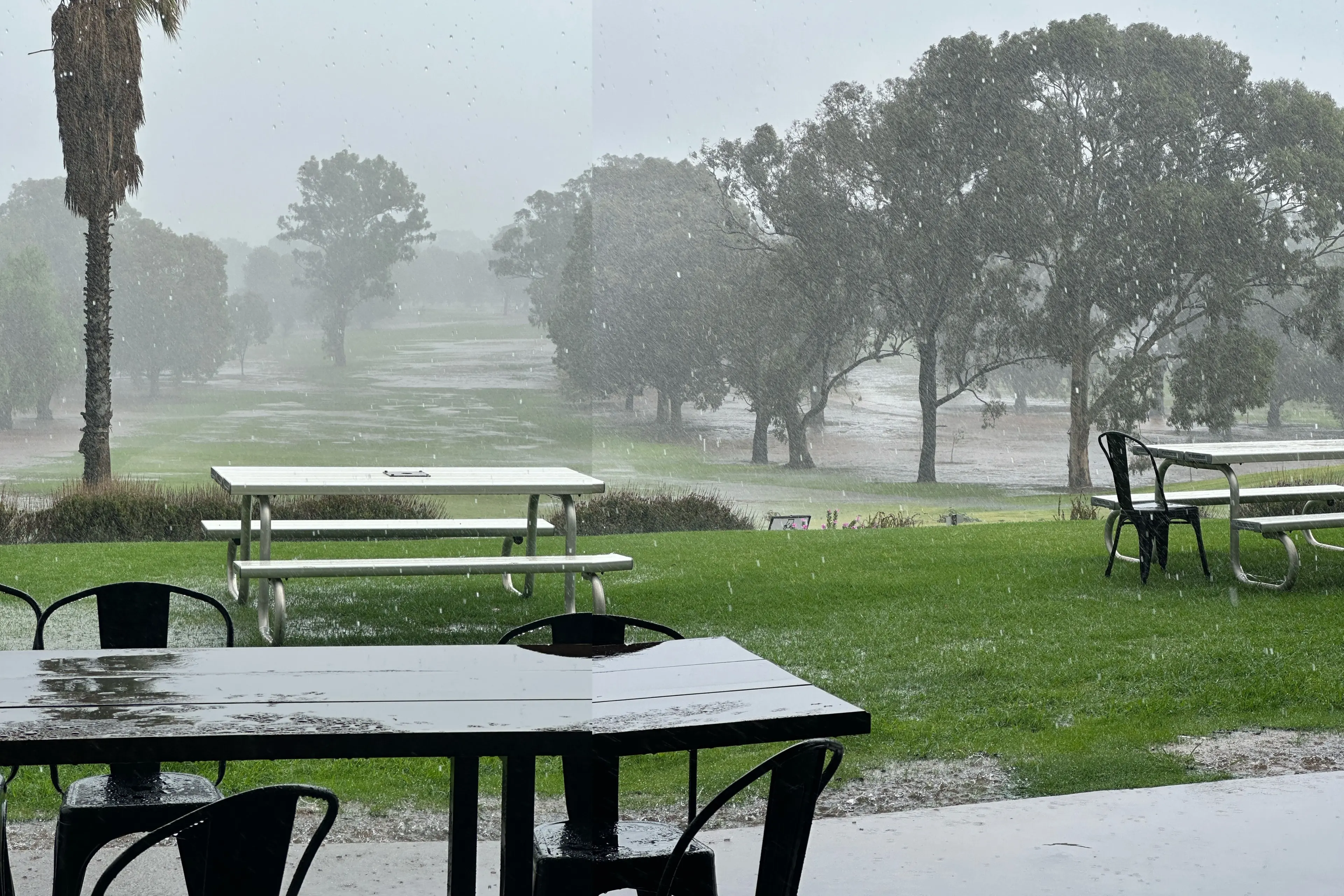 <p>The Parkes golf course almost became a lake in Saturday\\'s downpour, putting a stop to any further play in the local golf competition. PHOTO: Peter Bristol</p>\\n