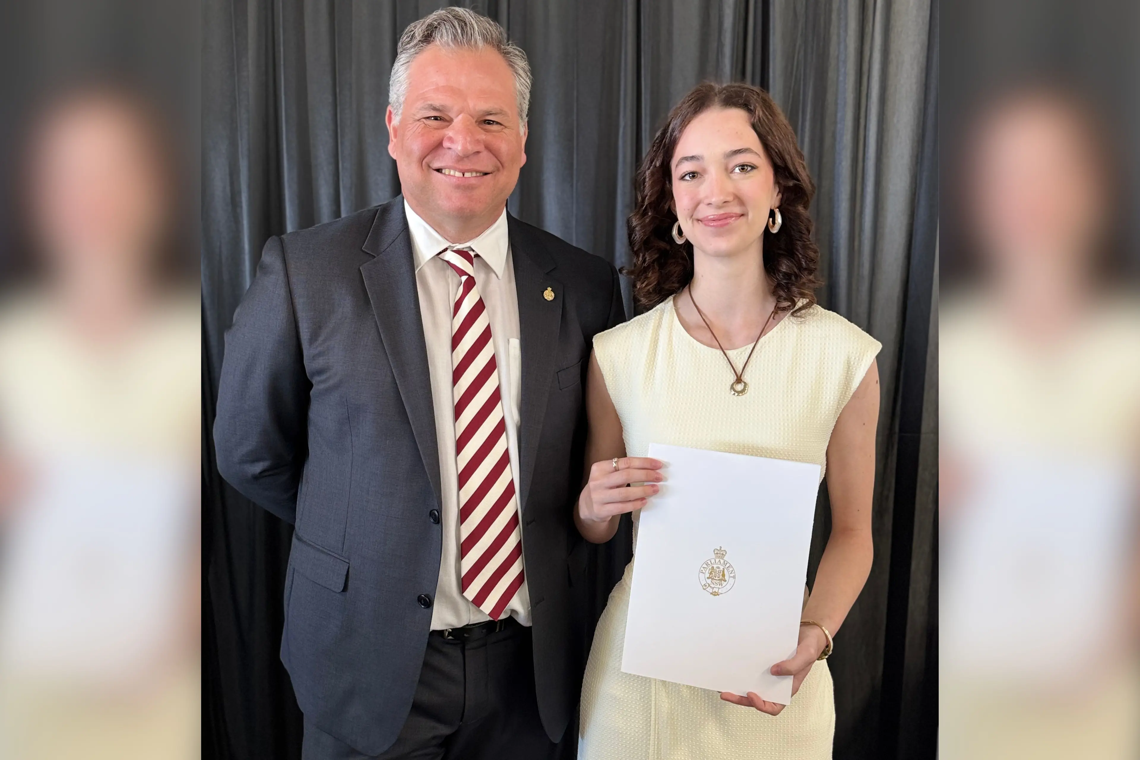 <p>Member for Orange Philip Donato congratulated Leah Van der Merwe from Parkes on being the only Australian student selected to attend the prestigious CERN-Solvay student camp in Switzerland last year.</p>\\n