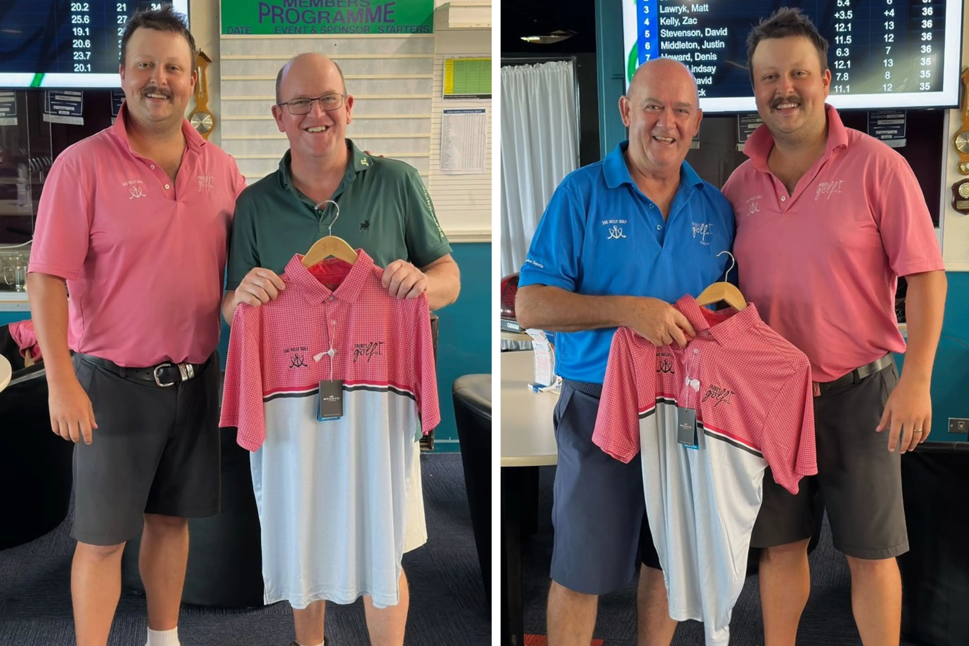 <p>LEFT: Craig Matthews \"saluted the judges\" with a well compiled 40 points to win this week\\'s A grade stableford event. RIGHT: Sean Sloane shot a good 38 points to be named the C grade winner in Saturday\\'s competition. Both men are pictured with Parkes golf pro Zac Kelly.</p>\\n