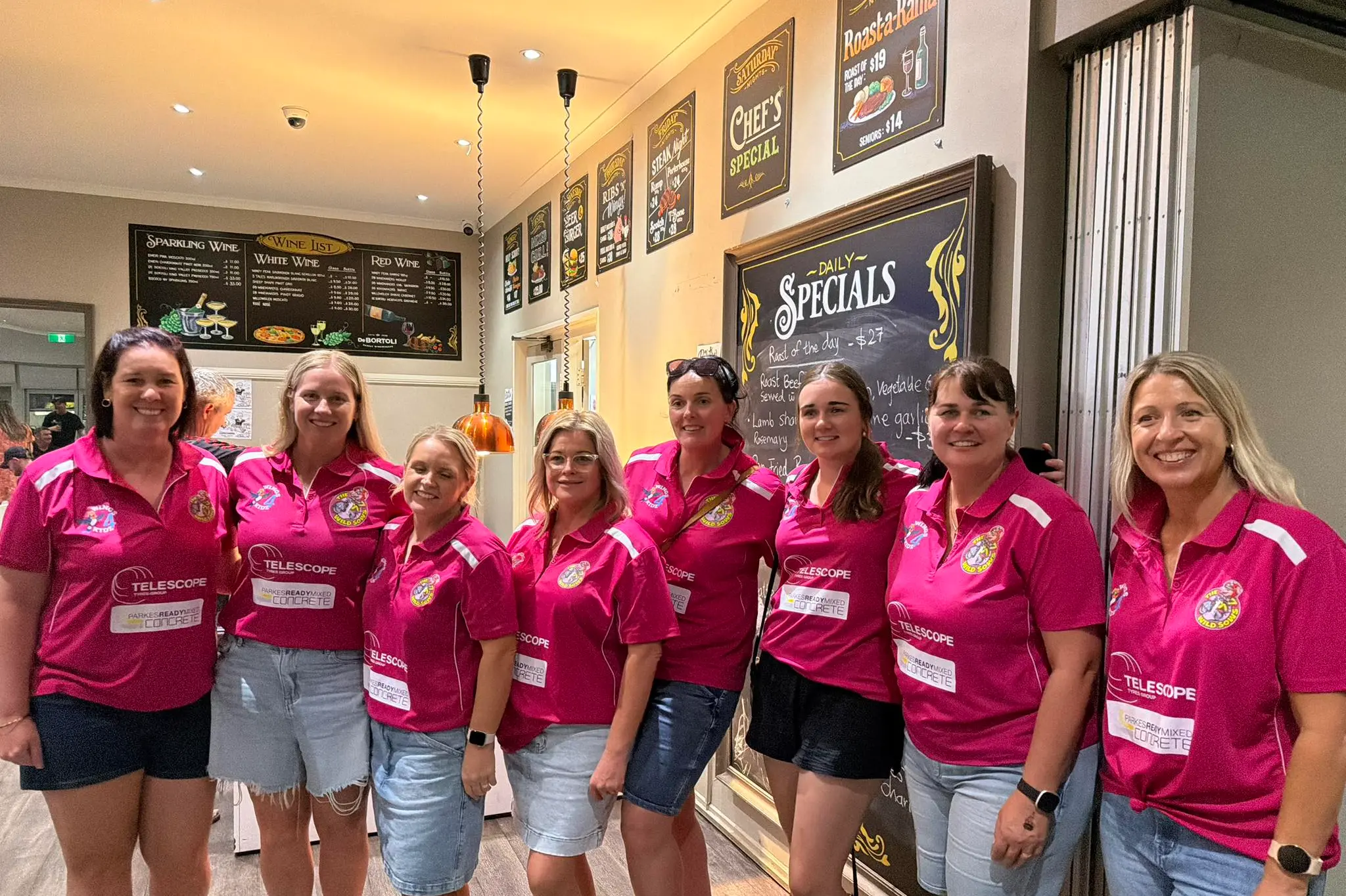 <p>The Wild Sows, Racheal Goodfellow, Renae Smith, Kristy Haertsch, Amanda Mongan, Monique Rice, Gertie Blackstock, Kylie Blackstock and Katie Mapperson.</p>\\n